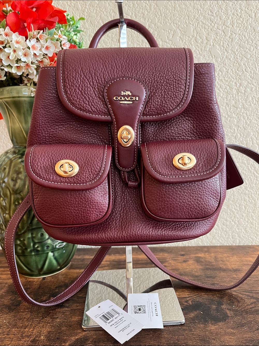 🆕 Coach Hadley Backpack dark wine